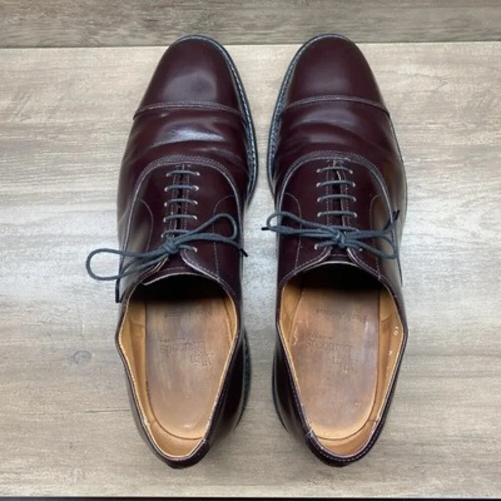 Allen Edmonds Park Avenue Cap Toe Oxfords Mens 10 D5675‎ Burgundy Leather USA